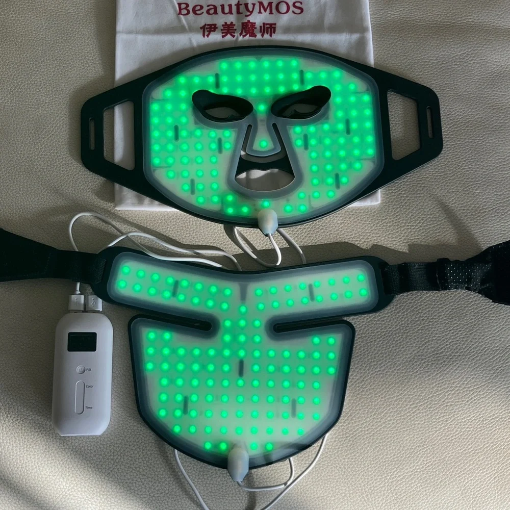 Black LED Facial & Jawline Therapy Mask with Controller